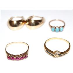 Sapphire & Diamond,Ruby,Turquoise Ring & Earrings