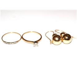 Diamond Wedding Set,Gold Earrings Qty 3