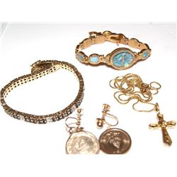 Vermeil Bracelet,Cross,Watch,Earrings