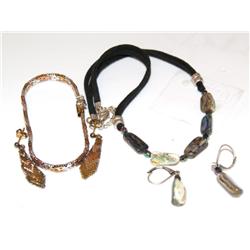 Vermeil Bracelet,Necklace & Earrings Qty 4