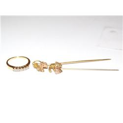 Diamond Weeding Band, Black Hills Gold Pin -