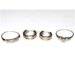 Diamond Ring,Diamond Band & Gold Earrings