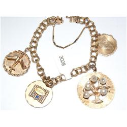 14K Gold Charm Bracelet 28gr