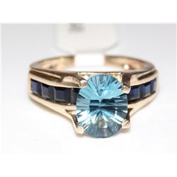2.00Ctw AAA Blue Topaz & Sapphire Ladies Ring