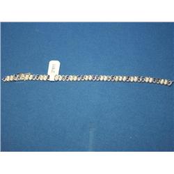 Sterling Silver Tennis Bracelet W/Blue&White Stone