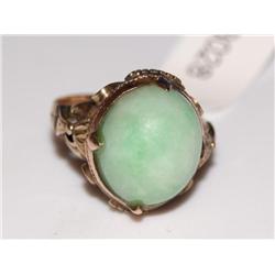 18K Gold Apple Jade Antique Ring 4.4g