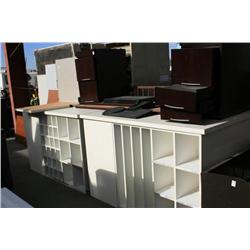 2 Wood Sectional Cabinets & Desks W/Tops