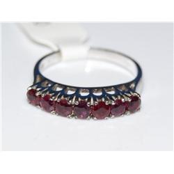 14K White Gold Geko Ring With Rubies