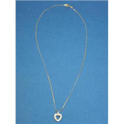 14K Yellow Gold Chain W/14K White Diamond Pendant