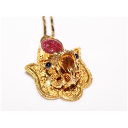 22K Gold Chain & Pendant W/Ruby 5.7g