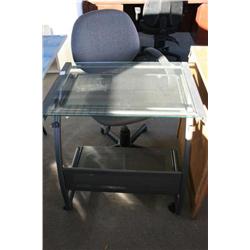 Small Glass Top Desk & Chair