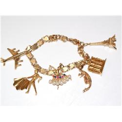 14K Gold Charm Bracelet 30.5g