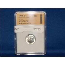 1954 D MS70 Roosevelt Silver Dime