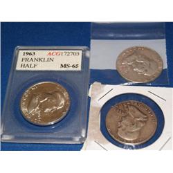 1963 Liberty & Franklin Half Dollars MS65
