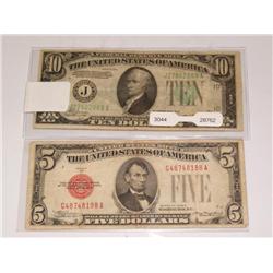 5 & 10 Dollar Bills 1934 & 1928