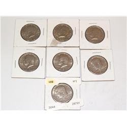 Lot Of 7 Kennedy Half Dollars