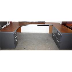 Brown U-Desk w/ Drawers