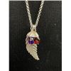 Image 2 : Extra Length .925 Sterling Silver Chain w/3 Pendants, 2 w/Purple & Red Beads