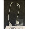 Image 2 : .925 Sterling Silver Dangling Chain w/CE Stone Earrings