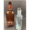 Image 2 : Vintage Amber Apothecary Bottle,Glass Beaker & Manfred's Linament Bottle