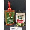 Image 3 : Vintage Collectible Mini White Rose Motor Oil Tin Bank & Singer Sewing Machine Oil Tin