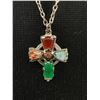 Image 2 : Vintage Celtic Cross w/Stones Pendant & Chain Necklace