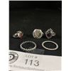 Image 2 : 5 Vintage Sterling Silver Rings, One Broken Shank