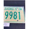 Image 3 : 1975  Oklahoma License Plate, Very Good Condition