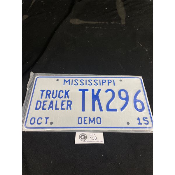 Mississippi "Truck Dealer/Demo" Licence Plate, Mint