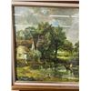 Image 2 : Wagon In Countryside Stream Print, Oak Frame, Very Good Condition. Approx. 23"x 29"