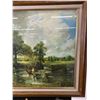 Image 3 : Wagon In Countryside Stream Print, Oak Frame, Very Good Condition. Approx. 23"x 29"