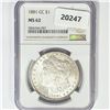 Image 1 : 1881-CC Morgan Silver Dollar NGC MS62