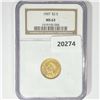 Image 1 : 1907 $2.50 Gold Quarter Eagle NGC MS63