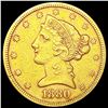 Image 1 : 1880 $5 Gold Half Eagle ABOUT UNCIRCULATED