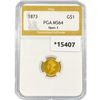 Image 1 : 1873 Rare Gold Dollar PGA MS64 Open 3