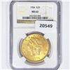 Image 1 : 1904 $20 Gold Double Eagle NGC MS63