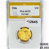 Image 1 : 1986 $10 1/4oz American Gold Eagle PGA MS70