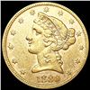 1880 $5 Gold Half Eagle NEARLY UNCIRCULATED