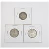 Image 2 : #26 LOT OF 3 1954 25 CENTS QUARTER CANADA SILVER