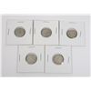 Image 1 : #44 LOT OF 5 1954 CANADA DIME 10 CENTS SILVER
