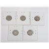 Image 2 : #44 LOT OF 5 1954 CANADA DIME 10 CENTS SILVER