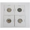 Image 1 : #48 LOT OF 4 1961 CANADA DIME 10 CENTS SILVER