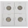 Image 1 : #49 LOT OF 4 1962 CANADA DIME 10 CENTS SILVER