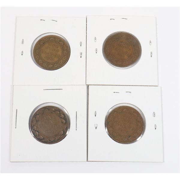 #85 LOT OF 4 CANADA ONE CENT 1919 COINS