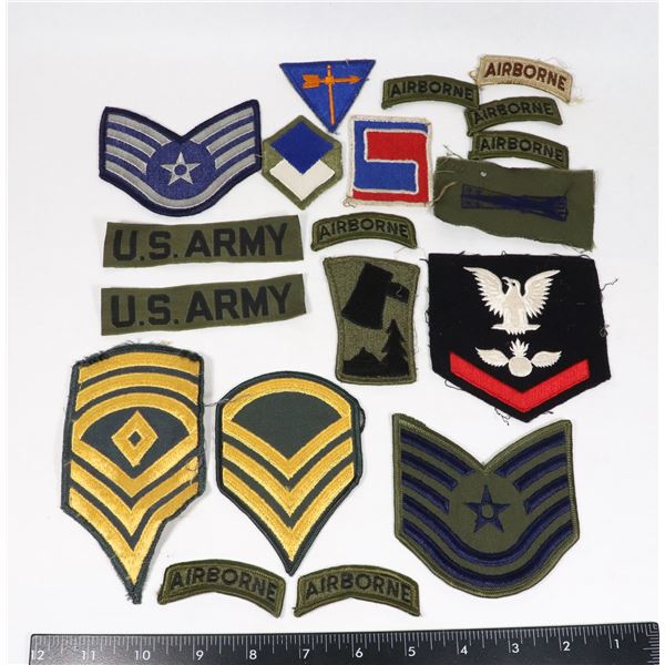 #285 LARGE LOT OF CLOTH PATCHES UNITS CHEVRONS