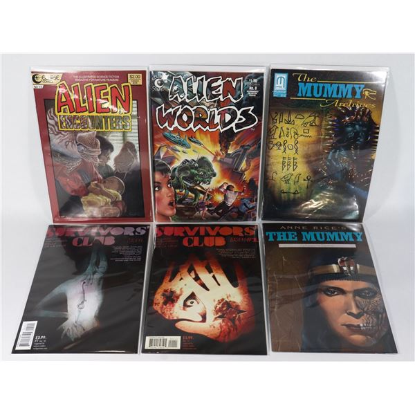 LOT OF 6 COMICS INCLUDES "SURVIVORS CLUB", "ALIEN