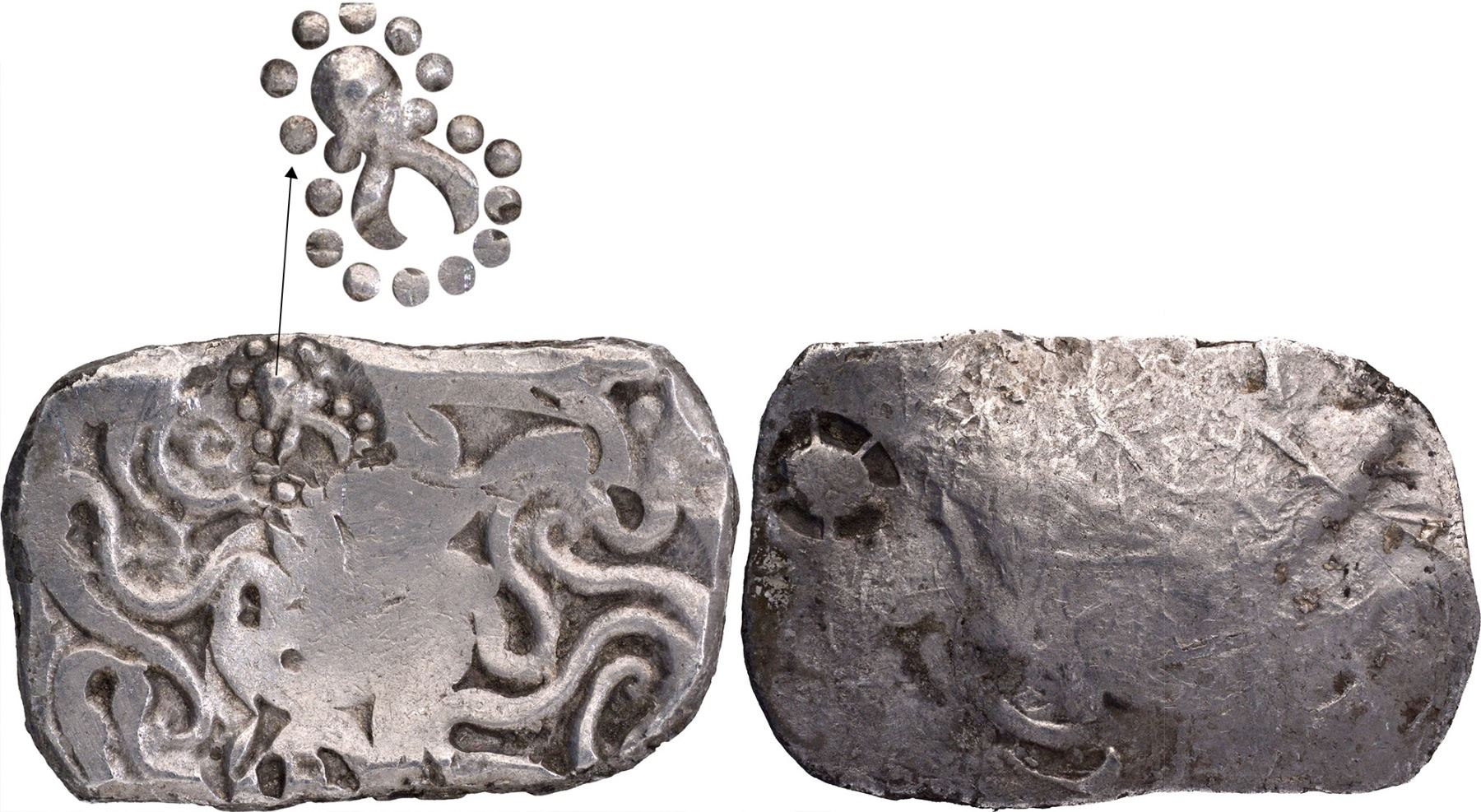 Punch Coin Very Rare Sliver Punch marked Coin of Panchala Janapada counter struck ...