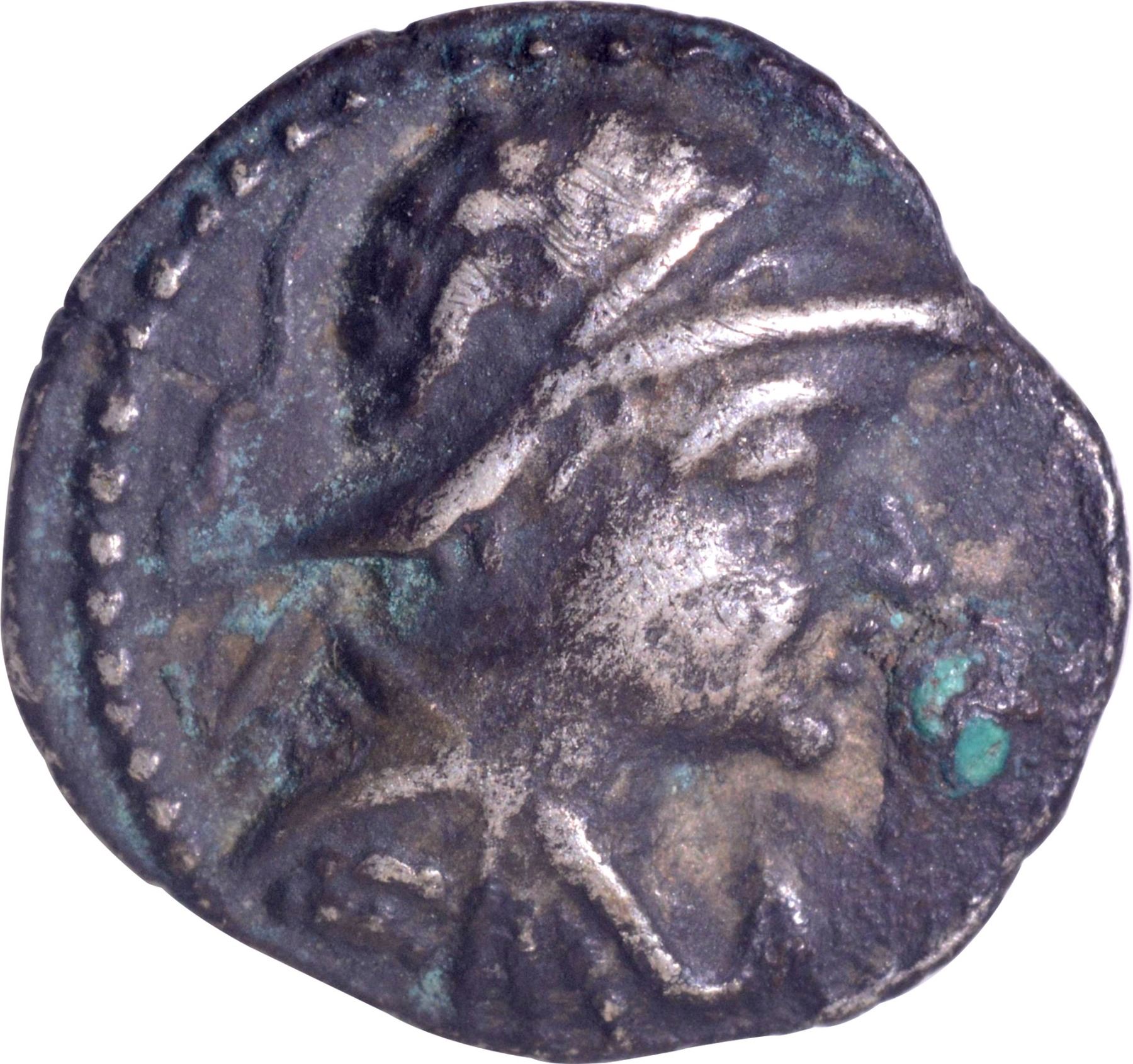 Silver Obol Coin of Eucratides I of Indo Greeks with Hercules standing ...