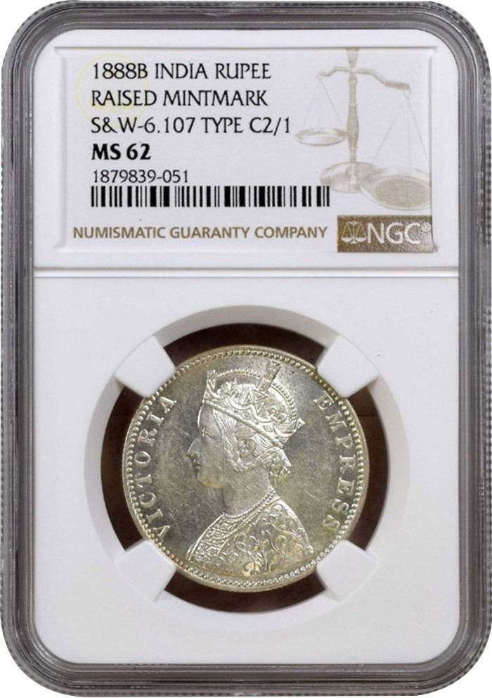 NGC MS 62 Graded Silver One Rupee Coin Of Victoria Empress Of Bombay ngc-ms-62-graded-silver-one-rupee-coin-of-victoria-empress-of-bombay