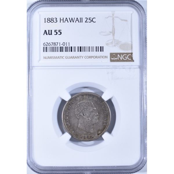 1883 HAWAII QUARTER NGC AU55